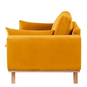 2-Sitzer Sofa BILLUND Samt Sadia: Senfgelb - Buche Hell