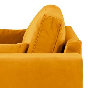 2-Sitzer Sofa BILLUND Samt Sadia: Senfgelb - Buche Dunkel