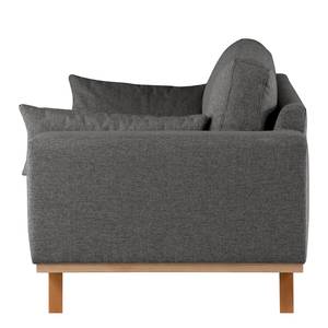 2-Sitzer Sofa BILLUND Webstoff Lark: Dunkelgrau - Buche Hell