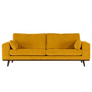 2-Sitzer Sofa BILLUND Webstoff Cieli: Senfgelb - Buche Dunkel