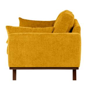 2-Sitzer Sofa BILLUND Webstoff Cieli: Senfgelb - Buche Dunkel