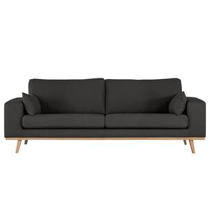 2-Sitzer Sofa BILLUND Baumwollstoff Vele: Anthrazit - Buche Hell