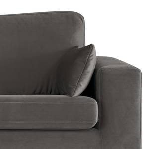 2-Sitzer Sofa BILLUND Samt Sadia: Dunkelgrau - Buche Dunkel