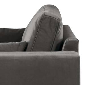 2-Sitzer Sofa BILLUND Samt Sadia: Dunkelgrau - Buche Dunkel