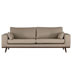 2-Sitzer Sofa BILLUND Strukturstoff Otrera: Taupe - Buche Dunkel