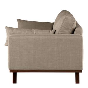 2-Sitzer Sofa BILLUND Strukturstoff Otrera: Taupe - Buche Dunkel