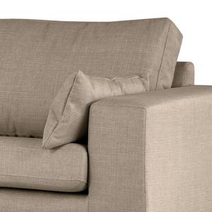 2-Sitzer Sofa BILLUND Strukturstoff Otrera: Taupe - Buche Dunkel