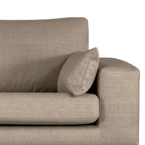 2-Sitzer Sofa BILLUND Strukturstoff Otrera: Taupe - Buche Dunkel