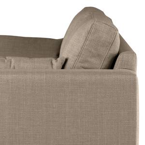 2-Sitzer Sofa BILLUND Strukturstoff Otrera: Taupe - Buche Dunkel