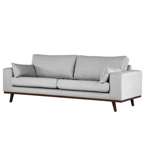 2-Sitzer Sofa BILLUND Strukturstoff Otrera: Hellgrau - Buche Dunkel