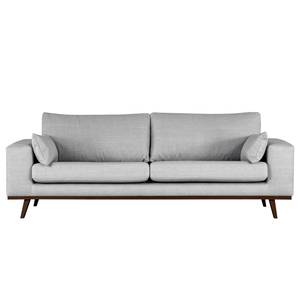 2-Sitzer Sofa BILLUND Strukturstoff Otrera: Hellgrau - Buche Dunkel