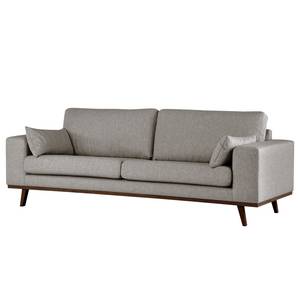 2-Sitzer Sofa BILLUND Webstoff Lark: Braungrau - Buche Dunkel