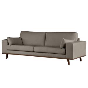 3-Sitzer Sofa BILLUND Bouclé Stoff Eurona: Grau - Buche Dunkel