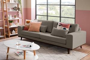 3-Sitzer Sofa BILLUND Bouclé Stoff Eurona: Grau - Buche Dunkel