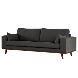 2-Sitzer Sofa BILLUND Baumwollstoff Vele: Anthrazit - Buche Dunkel