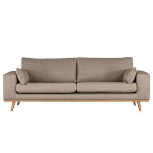 2-Sitzer Sofa BILLUND Strukturstoff Otrera: Taupe - Buche Hell