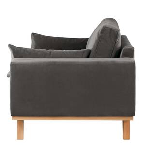 3-Sitzer Sofa BILLUND Samt Sadia: Dunkelgrau - Buche Hell