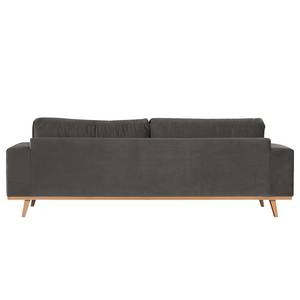 3-Sitzer Sofa BILLUND Samt Sadia: Dunkelgrau - Buche Hell