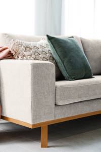 3-Sitzer Sofa BILLUND Webstoff Cieli: Sandgrau - Buche Hell