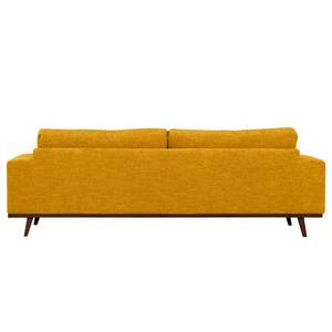 3-Sitzer Sofa BILLUND Webstoff Cieli: Senfgelb - Buche Dunkel