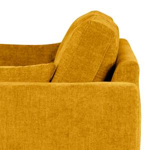 3-Sitzer Sofa BILLUND Webstoff Cieli: Senfgelb - Buche Dunkel