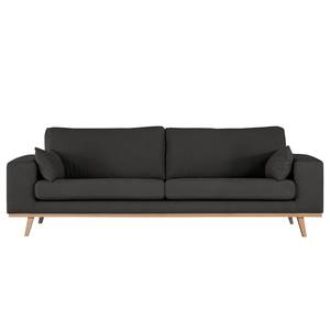 3-Sitzer Sofa BILLUND Baumwollstoff Vele: Anthrazit - Buche Hell