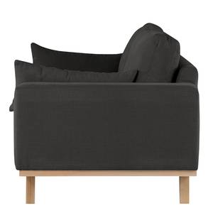 3-Sitzer Sofa BILLUND Baumwollstoff Vele: Anthrazit - Buche Hell