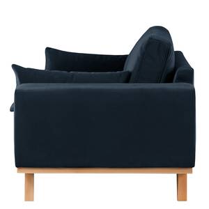 3-Sitzer Sofa BILLUND Samt Sadia: Dunkelblau - Buche Hell