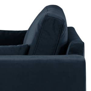 3-Sitzer Sofa BILLUND Samt Sadia: Dunkelblau - Buche Hell