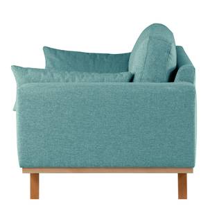 3-Sitzer Sofa BILLUND Webstoff Lark: Petrol - Buche Hell