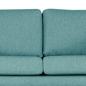 3-Sitzer Sofa BILLUND Webstoff Lark: Petrol - Buche Hell