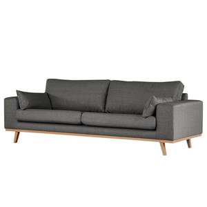 3-Sitzer Sofa BILLUND Strukturstoff Otrera: Dunkelgrau - Buche Hell