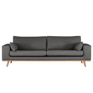 3-Sitzer Sofa BILLUND Strukturstoff Otrera: Dunkelgrau - Buche Hell