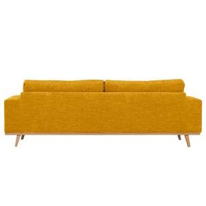 3-Sitzer Sofa BILLUND Webstoff Cieli: Senfgelb - Buche Hell