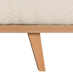 Polsterhocker BILLUND Bouclé Stoff Eurona: Beige - Buche Hell