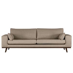 3-Sitzer Sofa BILLUND Strukturstoff Otrera: Taupe - Buche Dunkel