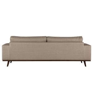 3-Sitzer Sofa BILLUND Strukturstoff Otrera: Taupe - Buche Dunkel