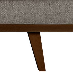 Banc capitonné BILLUND Velours Lark: Marron gris - Hêtre foncé