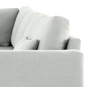 Canapé d’angle BILLUND avec ottomane Tissu Vele: Gris - Méridienne longue à gauche (vue de face) - Hêtre clair