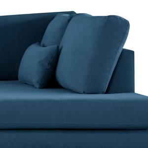 Ecksofa BILLUND mit Ottomane Baumwollstoff Vele: Blau - Ottomane davorstehend rechts - Buche Hell