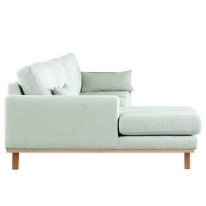 Divano con chaise longue BILLUND Tessuto Bouclé Eurona: Azzurro - Longchair preimpostata a sinistra - Faggio chiara