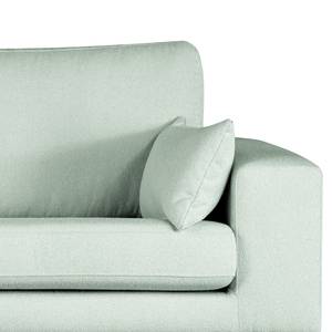 Divano con chaise longue BILLUND Tessuto Bouclé Eurona: Azzurro - Longchair preimpostata a sinistra - Faggio chiara