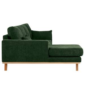 Divano con chaise longue BILLUND Tessuto Cieli: Verde scuro - Longchair preimpostata a sinistra - Faggio chiara