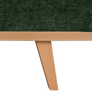 Divano con chaise longue BILLUND Tessuto Cieli: Verde scuro - Longchair preimpostata a sinistra - Faggio chiara