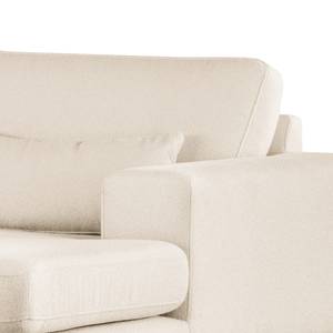 Ecksofa BILLUND mit Longchair Bouclé Stoff Eurona: Beige - Longchair davorstehend rechts - Buche Dunkel