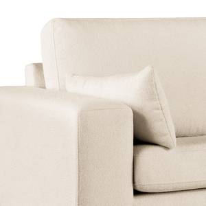 Ecksofa BILLUND mit Longchair Bouclé Stoff Eurona: Beige - Longchair davorstehend rechts - Buche Dunkel