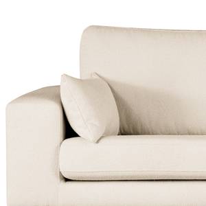 Ecksofa BILLUND mit Longchair Bouclé Stoff Eurona: Beige - Longchair davorstehend rechts - Buche Dunkel