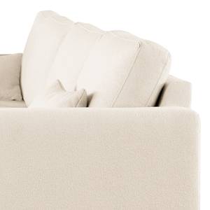 Ecksofa BILLUND mit Longchair Bouclé Stoff Eurona: Beige - Longchair davorstehend rechts - Buche Dunkel