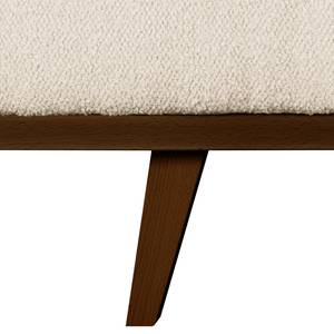 Ecksofa BILLUND mit Longchair Bouclé Stoff Eurona: Beige - Longchair davorstehend rechts - Buche Dunkel