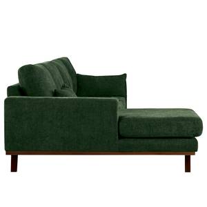 Divano con chaise longue BILLUND Tessuto Cieli: Verde scuro - Longchair preimpostata a sinistra - Faggio scuro